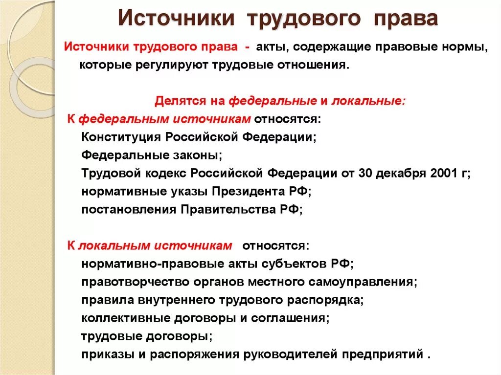 Источником трудового в россии. Трудовое право источники.