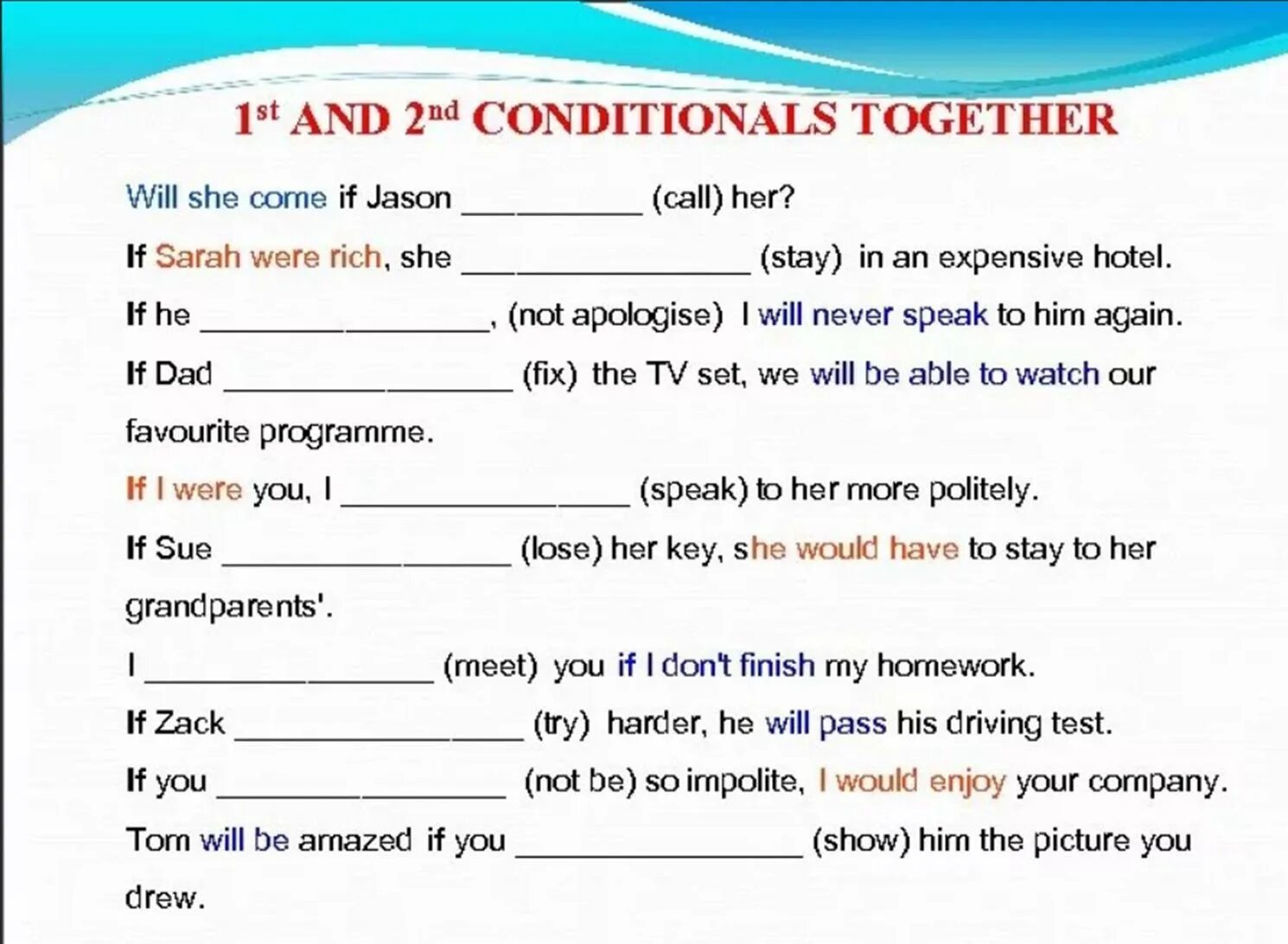 Английский 1st 2nd conditional. 1st and 2nd conditionals упражнения. First and second conditional упражнения. Zero first and second conditionals упражнения.