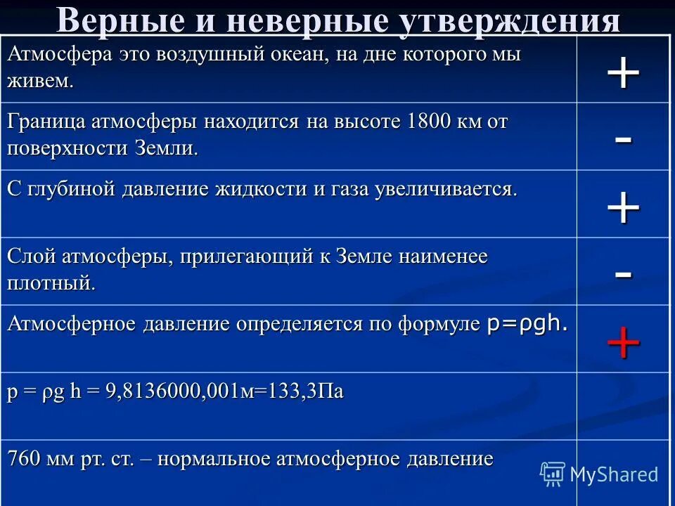 3 верных и 3 неверных утверждений