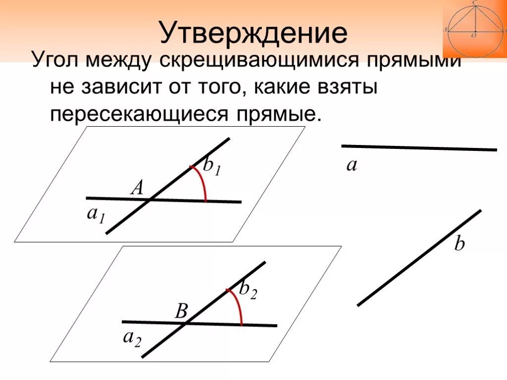 Как найти угол скрещивающихся. Нахождение угла между скрещивающимися прямыми. Угол между скрещивающимися прямыми. 1. Угол между прямыми (пересекающимися и скрещивающимися). Способ построения угла между скрещивающимися прямыми.