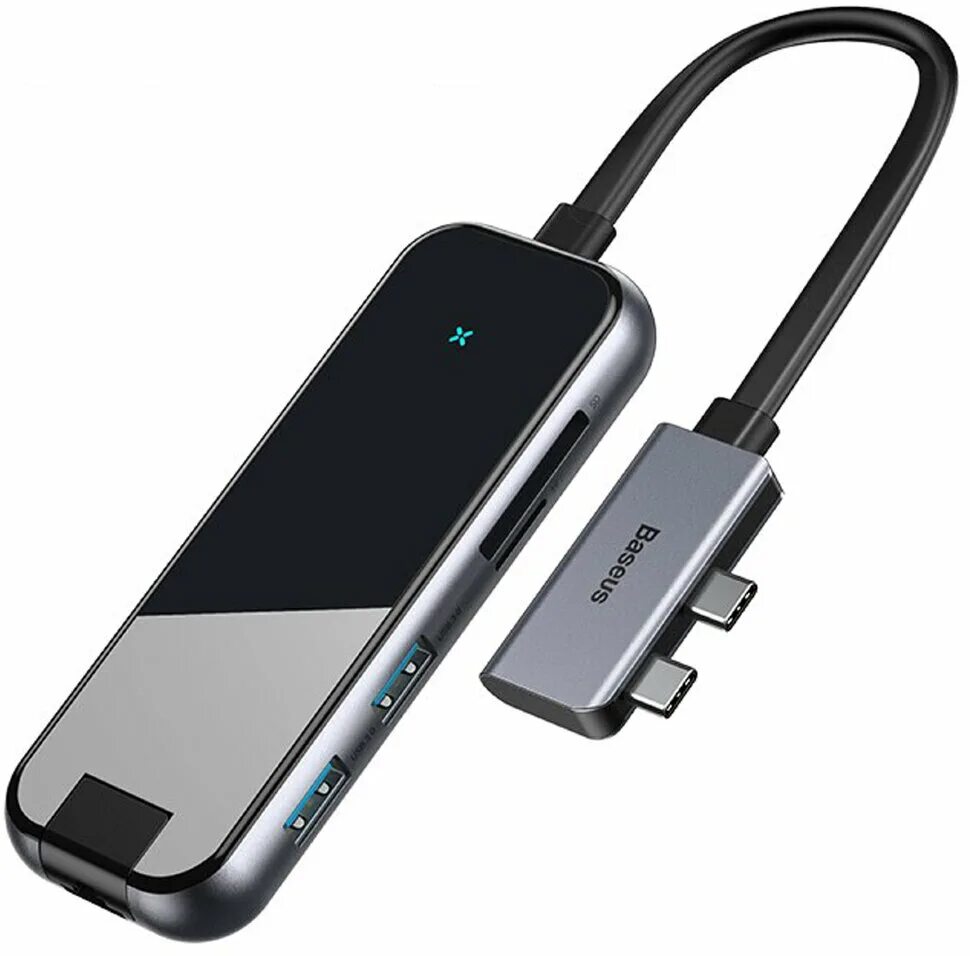 Baseus hub adapter. Cahub-g02. usb-hub концентратор baseus type-c. baseus multi-functional hub type-c - 3xusb+hdmi (cahub-bz0g), разъемов: 4. baseus multi-functional type-c to 3xusb3.0+hdmi+rj45+pd - deep gray (cahub-dz0g).