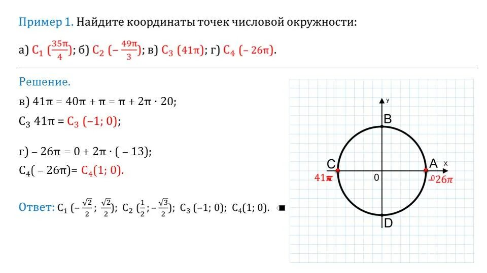 Точка 2 п 7. Как найти координаты точки числовой окружности. Числовая окружность с координатами. Координаты окружности. Координаты точек на числовой окружности.