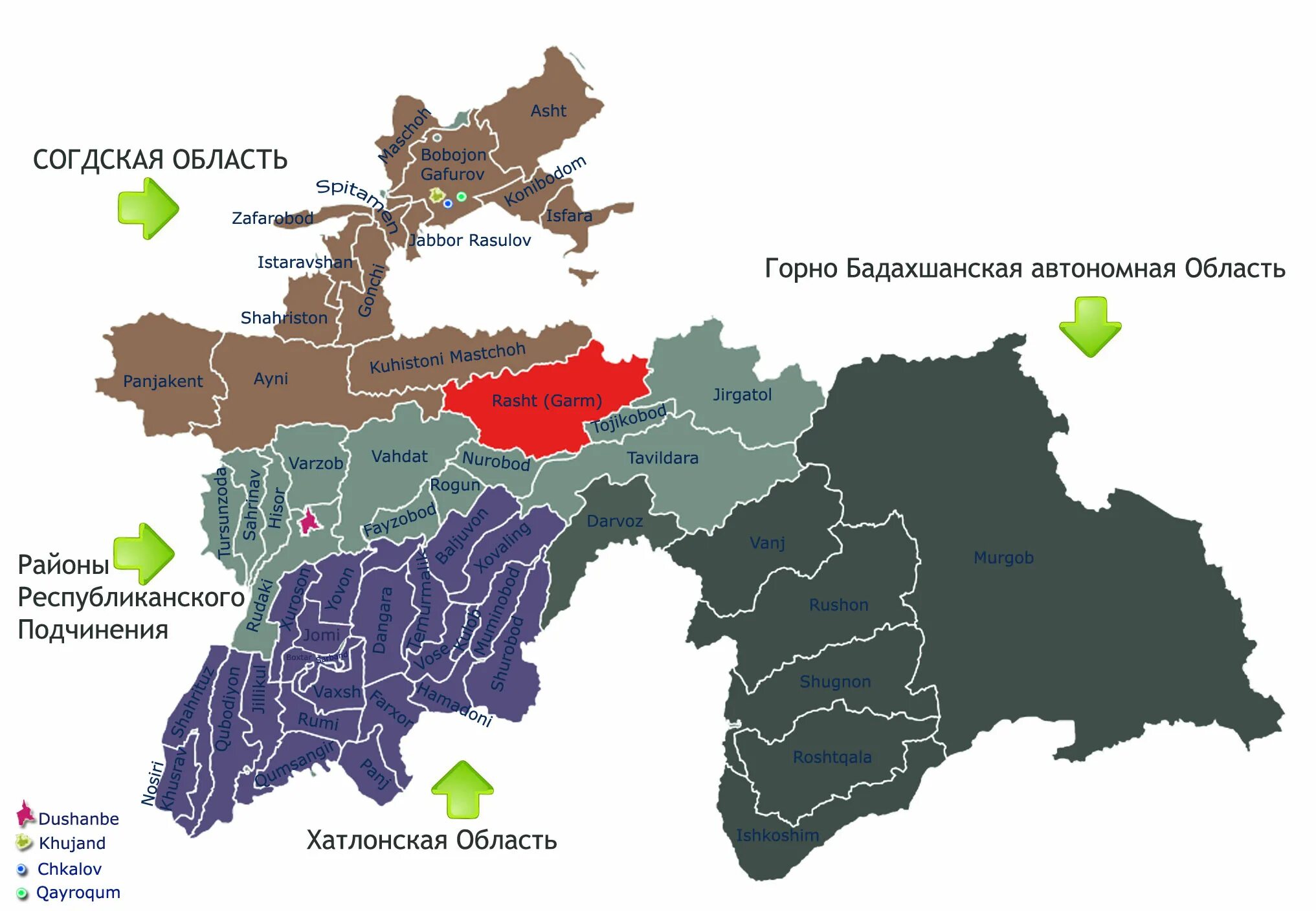 карта республики таджикистан.