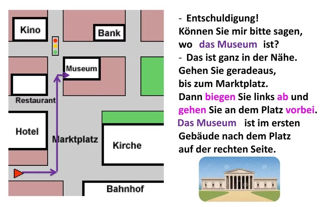 Немецкий Wegbeschreibung. Немецкий язык in der Stadt. Как по немецки спросить дорогу. Тема in der Stadt.