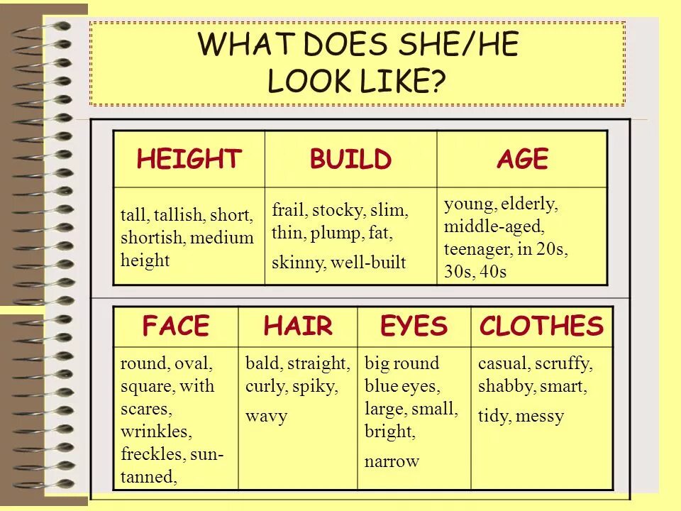 Most people like. План описания человека на английском языке. Таблица внешности по английскому языку. Appearance таблица. Describing people таблица.