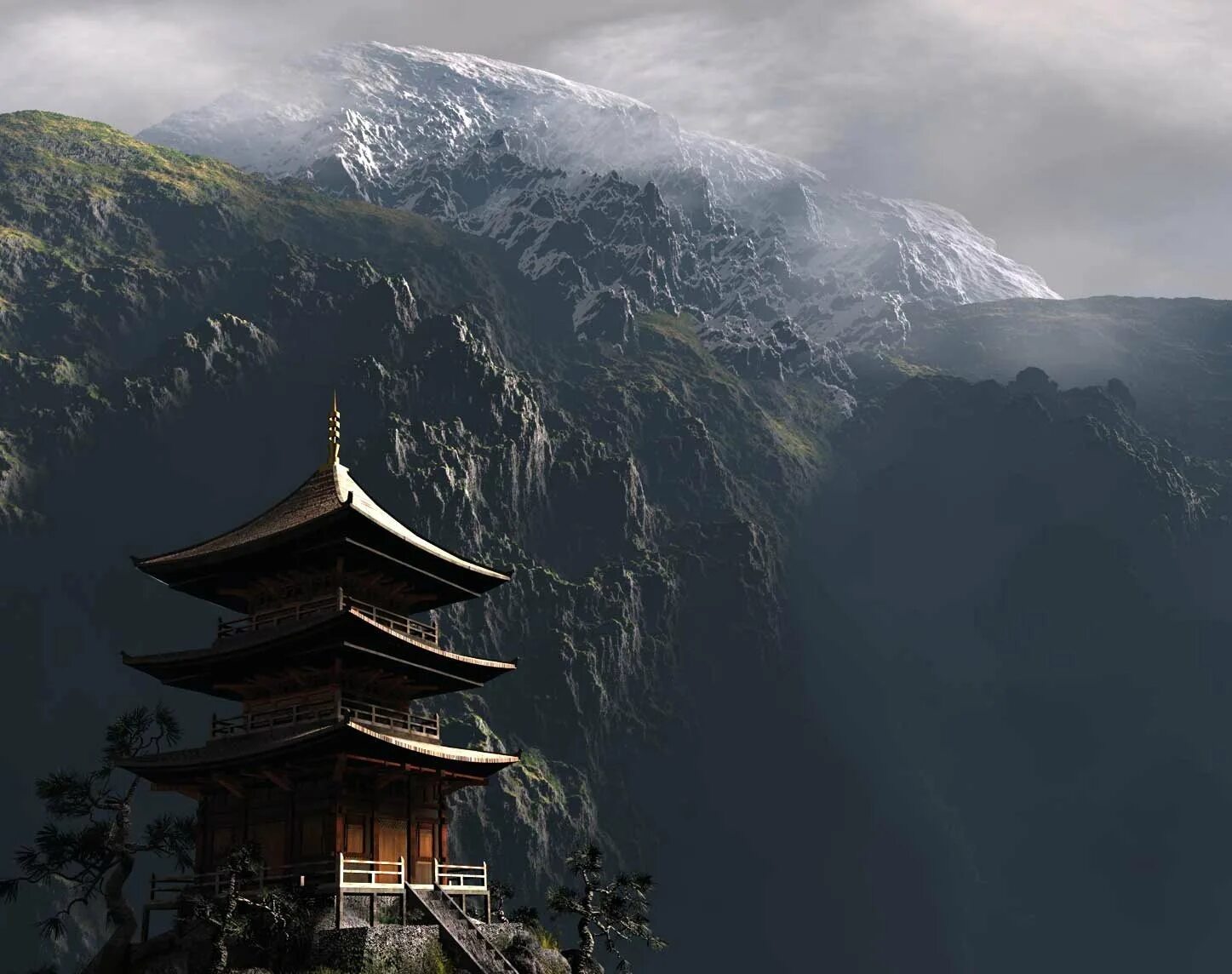 Япония буддийский храм в горах. Гора Лаоцзюнь Китай. Китай горы пагода арт. Китайские храмы в горах.