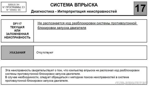 Ошибка рено мастер