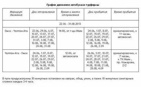 Время движения автобусов в омске