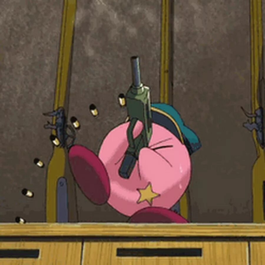 Кирби падает в пропасть. Кирби gif. kirby with a gun. кирби аниме. кирби с ножом.