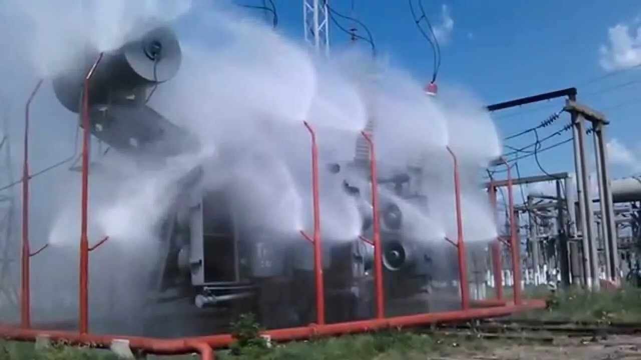 Пожаротушение трансформаторов. Автотрансформатор аодцтн-167000500220. водяное пожаротушение трансформаторов. автоматическое пожаротушение трансформаторов. тушение трансформаторов.