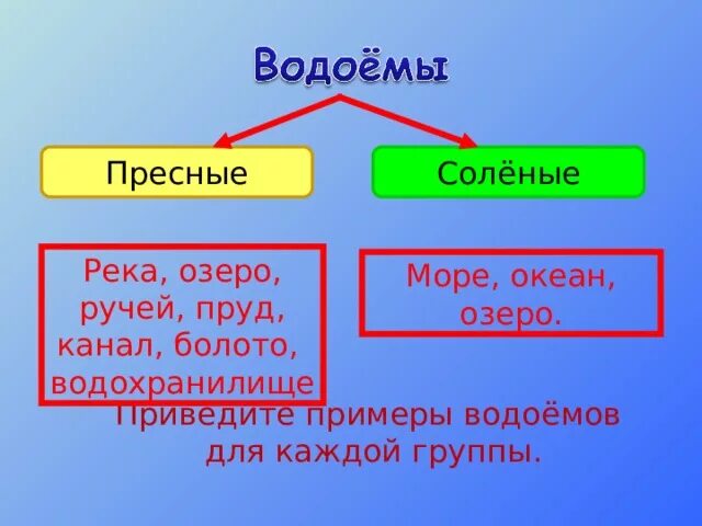 Пресные и соленые водоемы. Пресные водоемы это примеры. Соленые водоемы примеры. Схема пресного водоема.