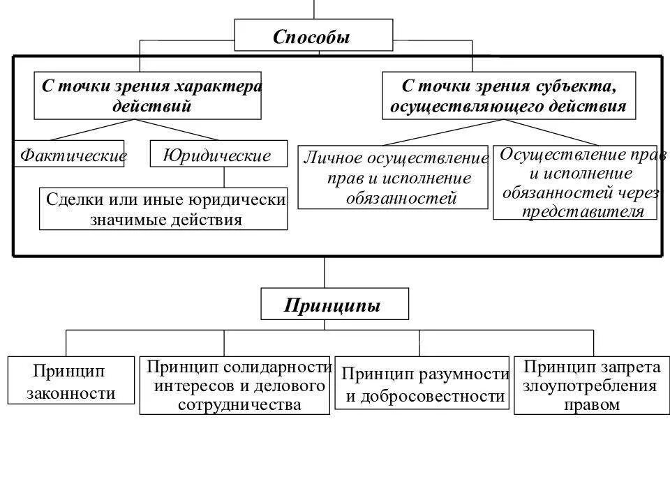 Составьте схему способы осуществления гражданских прав. Принципы осуществления субъективных гражданских прав схема. Понятие, способы и принципы осуществления гражданских прав..