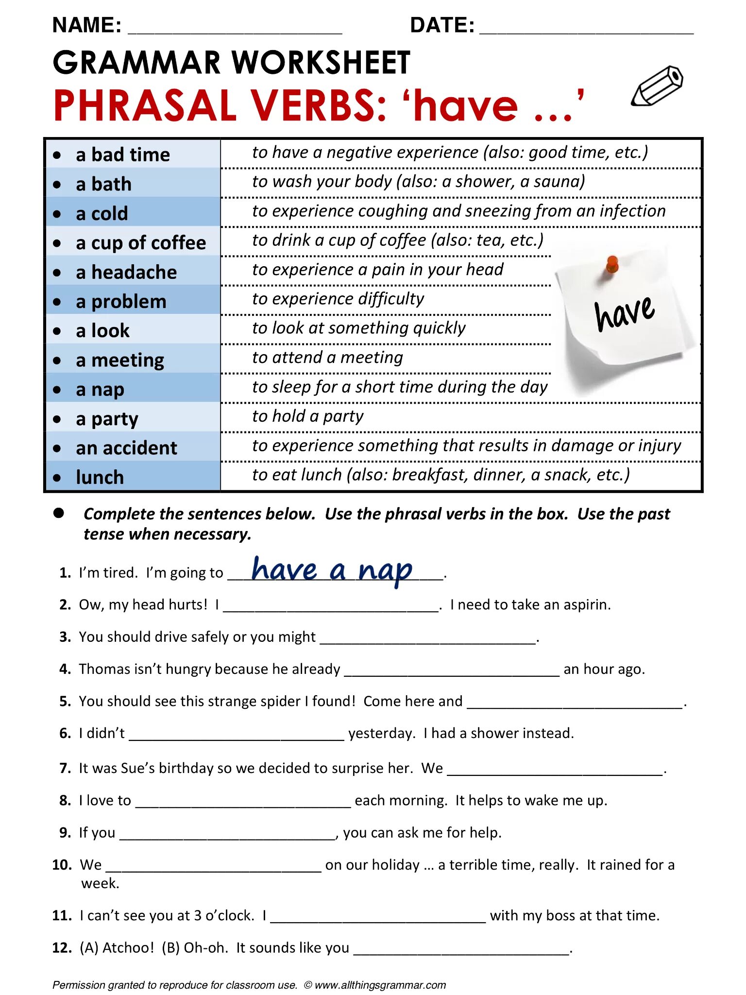 Worksheets грамматика. Английская грамматика Worksheets. Worksheets English Grammar. Collocations with have. To have a new turn