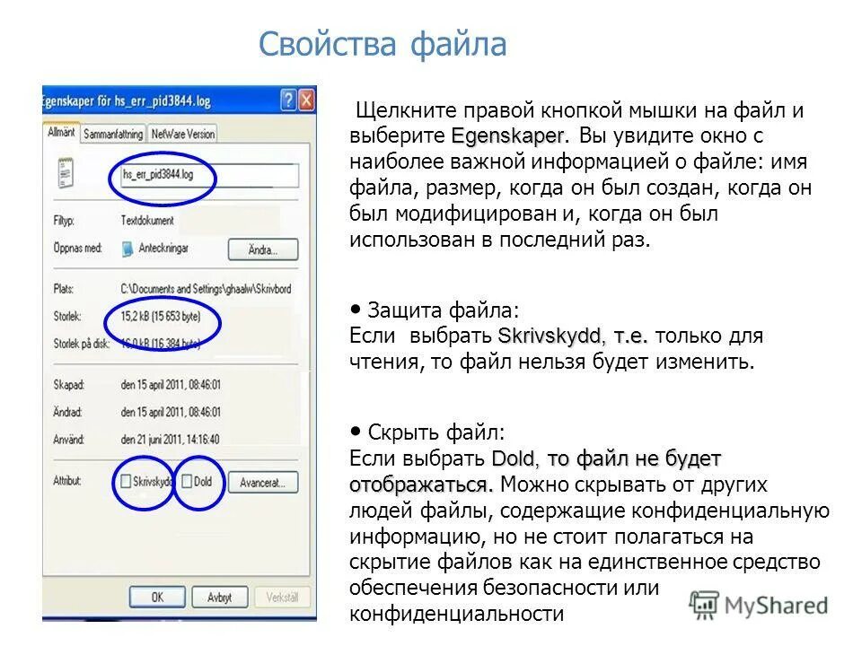 Свойство файла открыт