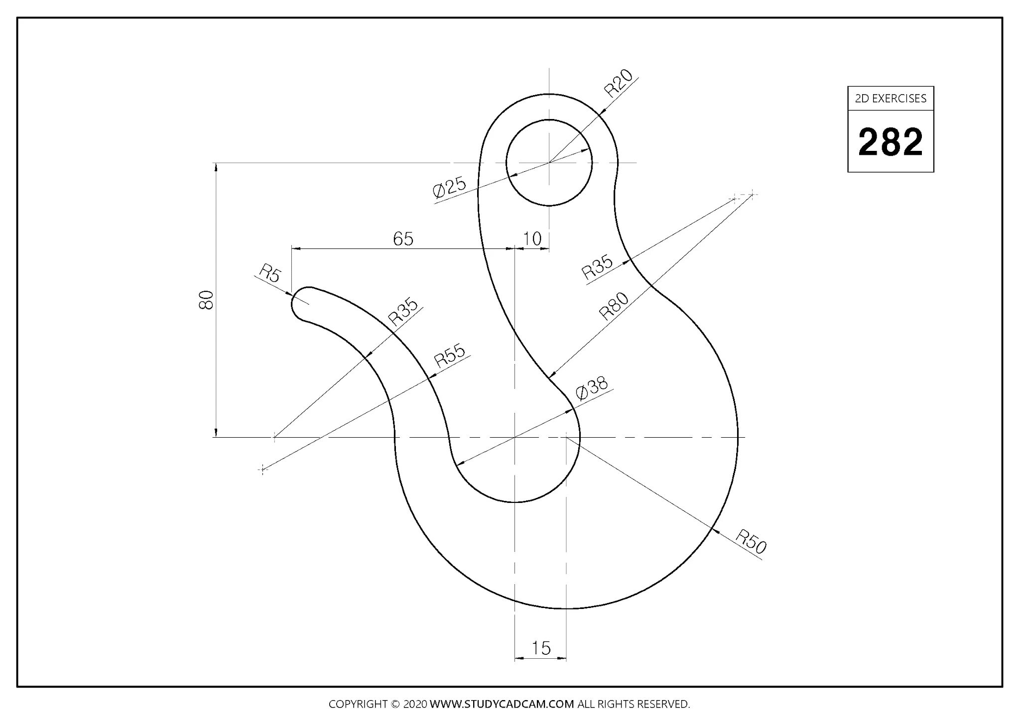 Engineering exercises. Крючок мебельный модель для autocad. 2d cad exercises. autocad exercises. 2d cad drawing exercises.