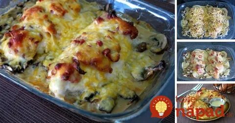 Курица с грибами под сыром в духовке
