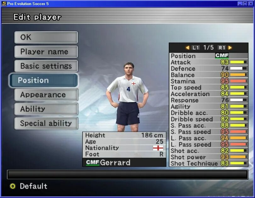 Edit player. Pro evolution soccer 5. pes 09 управление на пк. pes 2000. pes players stats.
