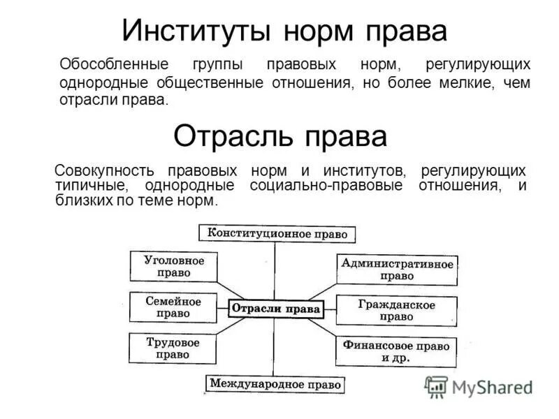 Обособленная группа норм регулирующая однородные отношения