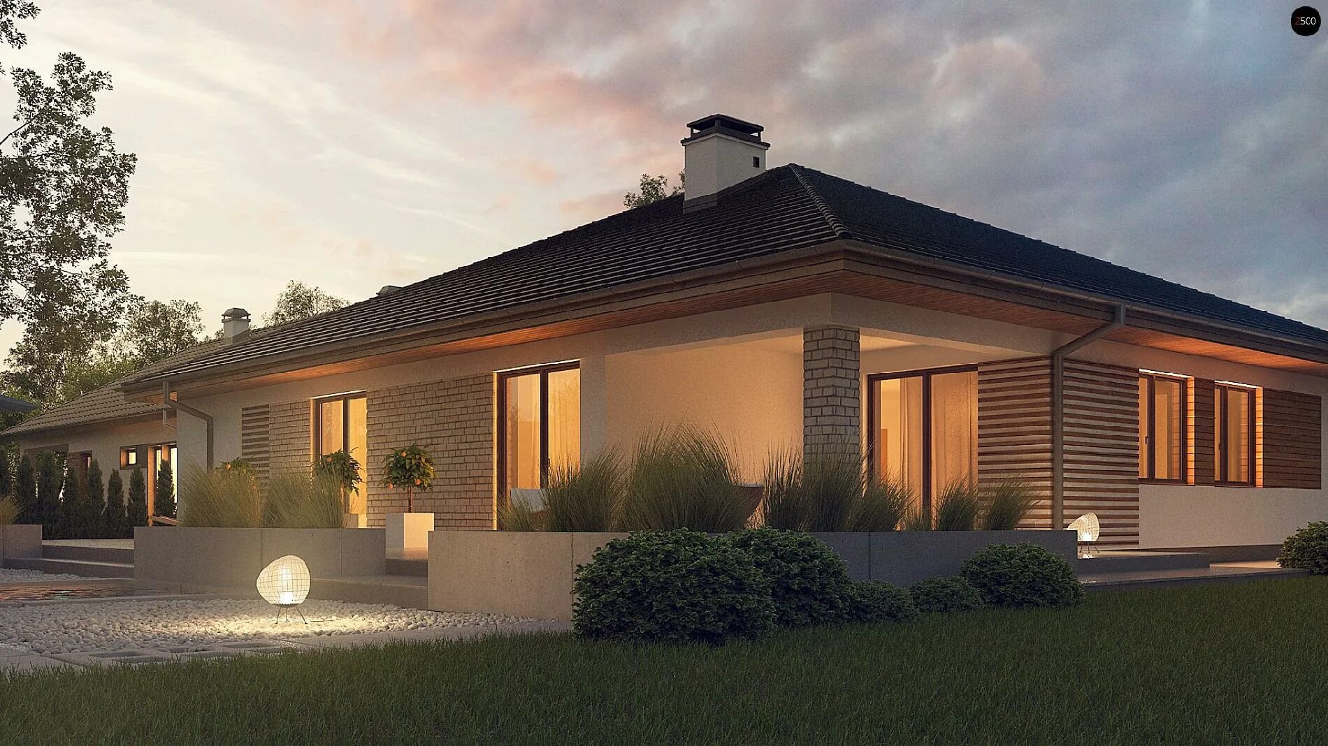 Dom parterowy jak z bajki! homify Brick house designs, House paint exterior, Tro