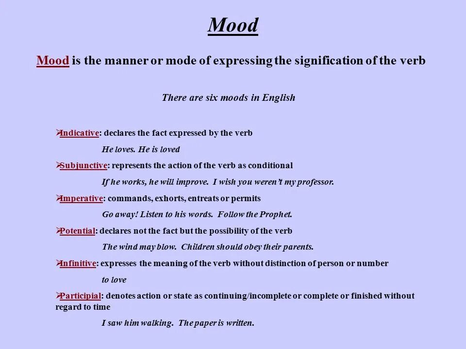 Mood examples. Mood in english grammar таблица. moods in english. indicative mood в английском. mood английская грамматика.