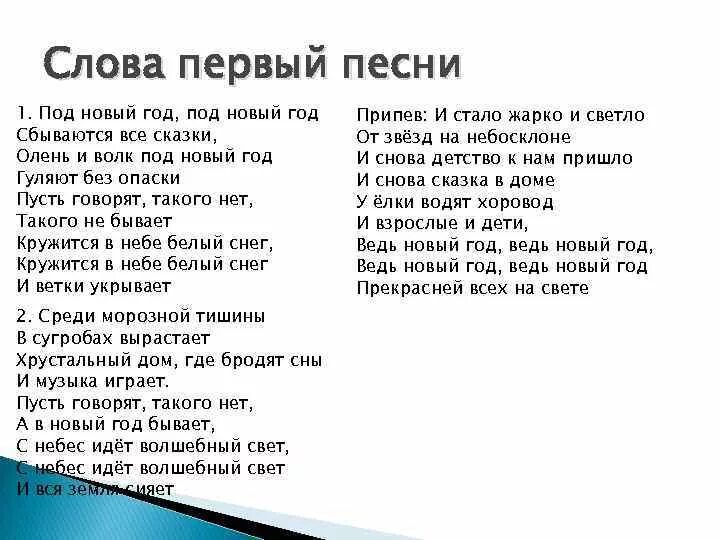 Текст песни новый год новый год. Песня новый год текст. Новогодние песни тексты новогодних песен. Песня под новый год текст. Песня без слов новое