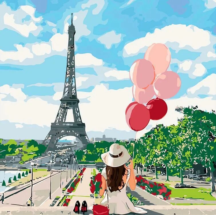 Шарами парижа. Картина по номерам Париж Эйфелева башня. Картина по номерам Париж. Картина по номерам девушка в Париже. С шарами у Эйфелевой башни.