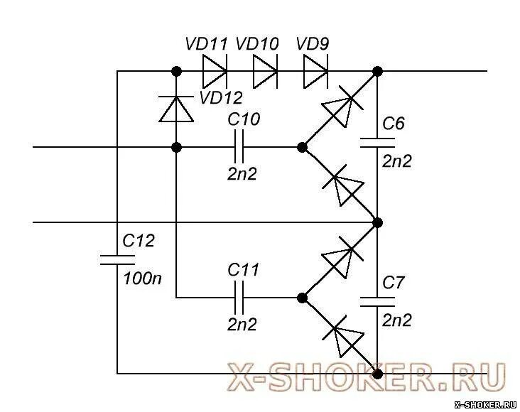 Схема зарядки электрошокера АИР-107у. Умножитель напряжения схема для шокера. Электрошокер на умножителе схема.