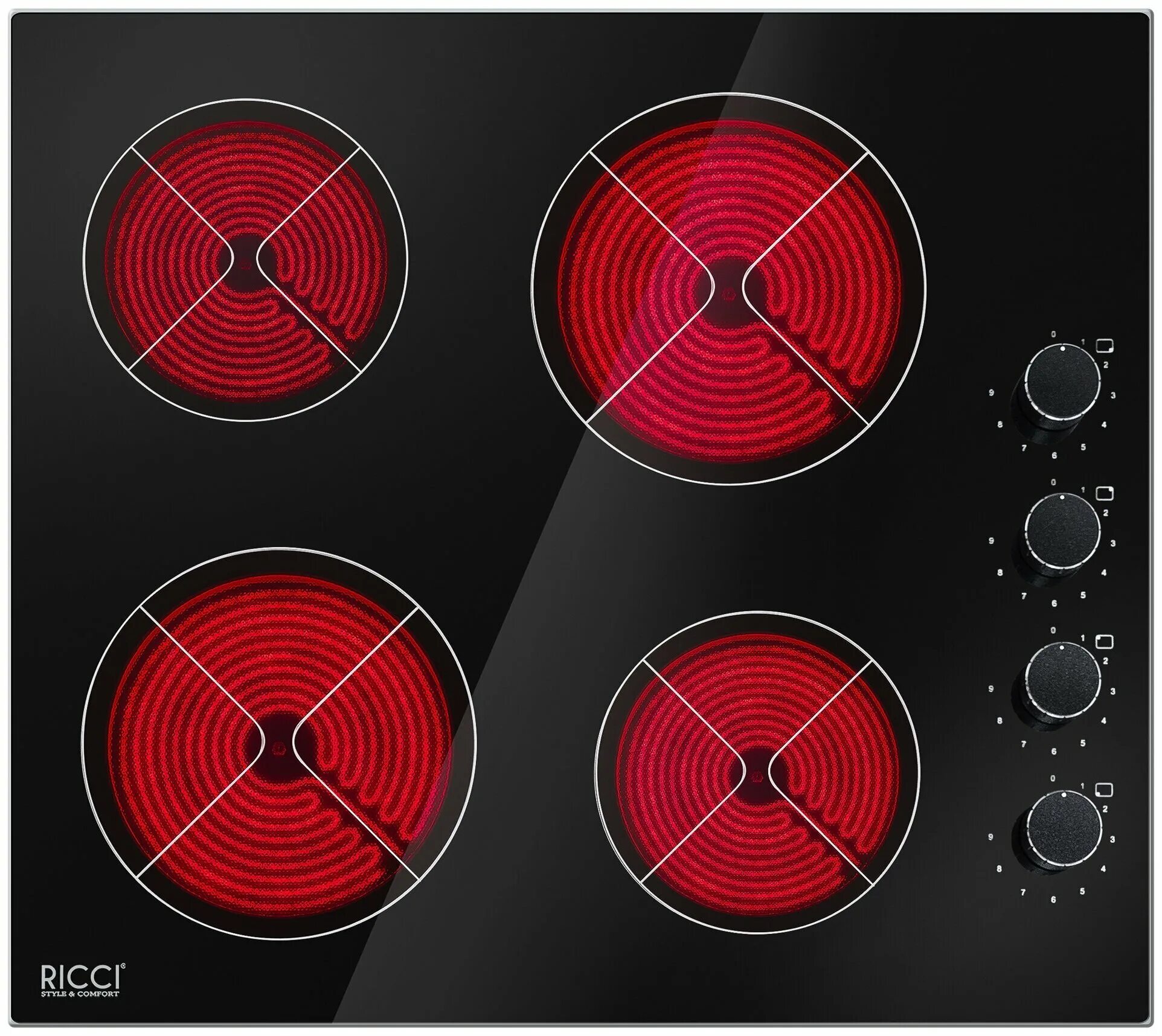 Varochnaya panel. Электрическая варочная панель Ricci KS-t46011r. Электрическая варочная панель Ricci KS-t58504. Электрическая варочная панель Ricci DTL-d46003b, черный. Комбинированная варочная панель Ricci KS-m46903r.