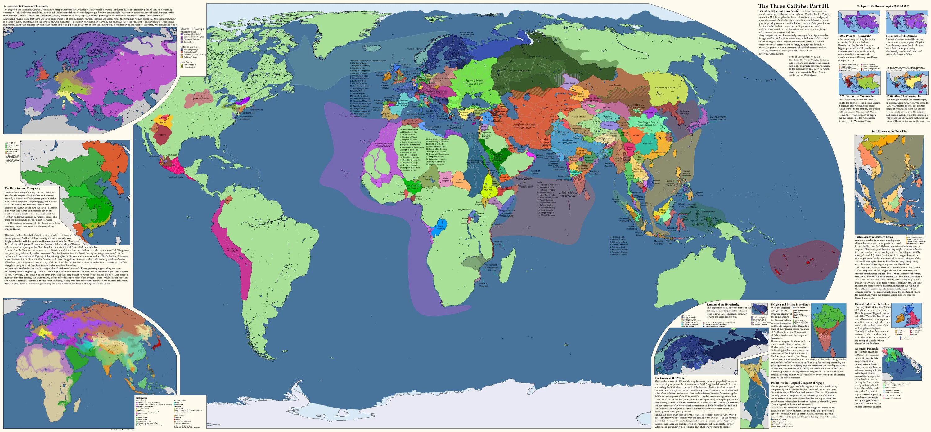 Map of the World in 1600 ce (the three Caliphs: Part III). World of the three Caliphs. Map of the World 1600 year. Как перевести new