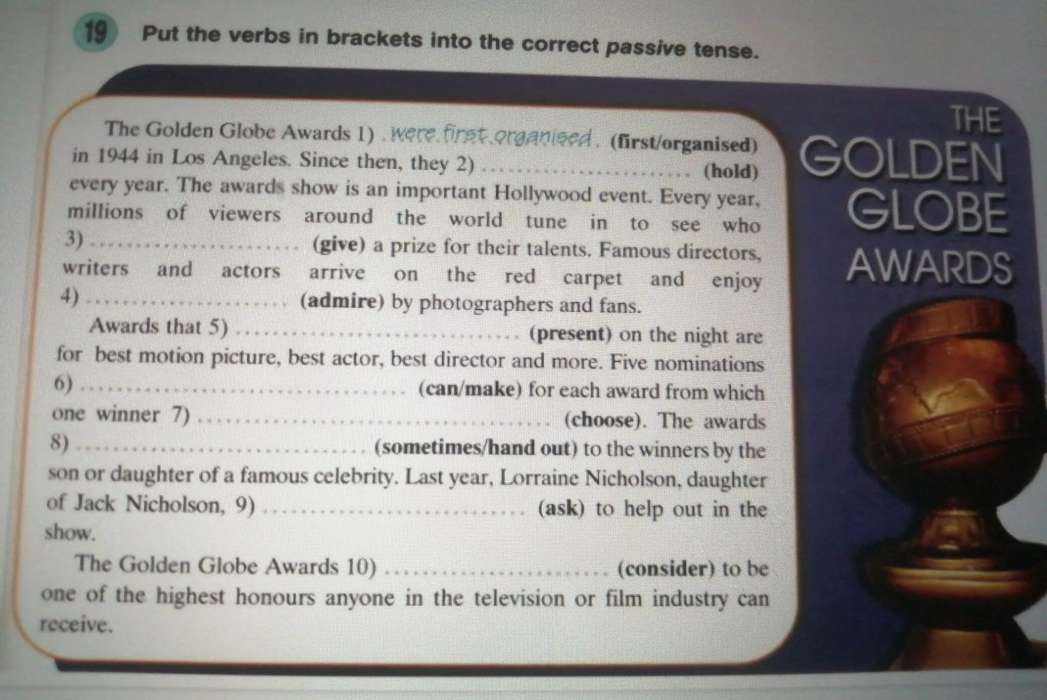Put the verb into correct passive form. The Passive put the verbs in Brackets into the correct Passive form.. Put the verbs in Brackets into the correct Passive Tense. 1 Put the verbs in Brackets into the correct Passive. The Passive put the verbs in Brackets into the correct Passive form. The Golden Globe Awards.