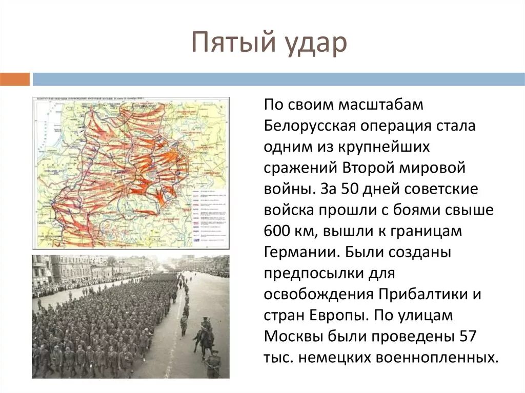 5 Удар. Белорусская операция - «Багратион». Белорусская операция 1944 цель. 5 Сталинский удар 1944. Итоги 5 сталинского удара. 10 операций 1944 года