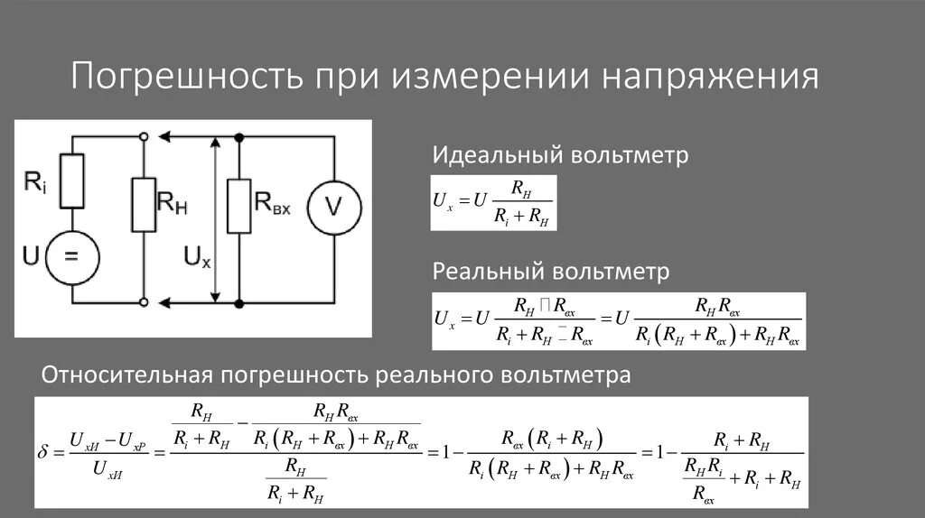 Определите относительную погрешность измерения напряжения. Вольтметр схема формула. напряжение идеального вольтметра формула. при измерении напряжения в цепи на нагрузке вольтметр. расчетная формула амперметра и вольтметра.