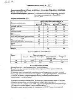 Технологическая карта для детского сада каша