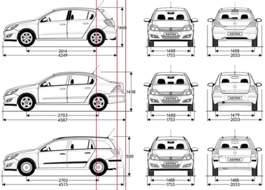 Opel Astra h седан габариты. Opel Astra h универсал габариты. Opel Astra h хэтчбек габариты. Сравнить габариты автомобилей