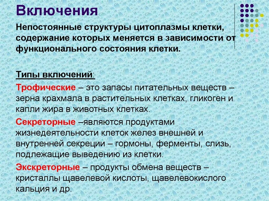 Физическое состояние клетки. Структура цитоплазмы. Строение цитоплазмы клетки. Непостоянные включения клетки. Состав цитоплазмы клетки.