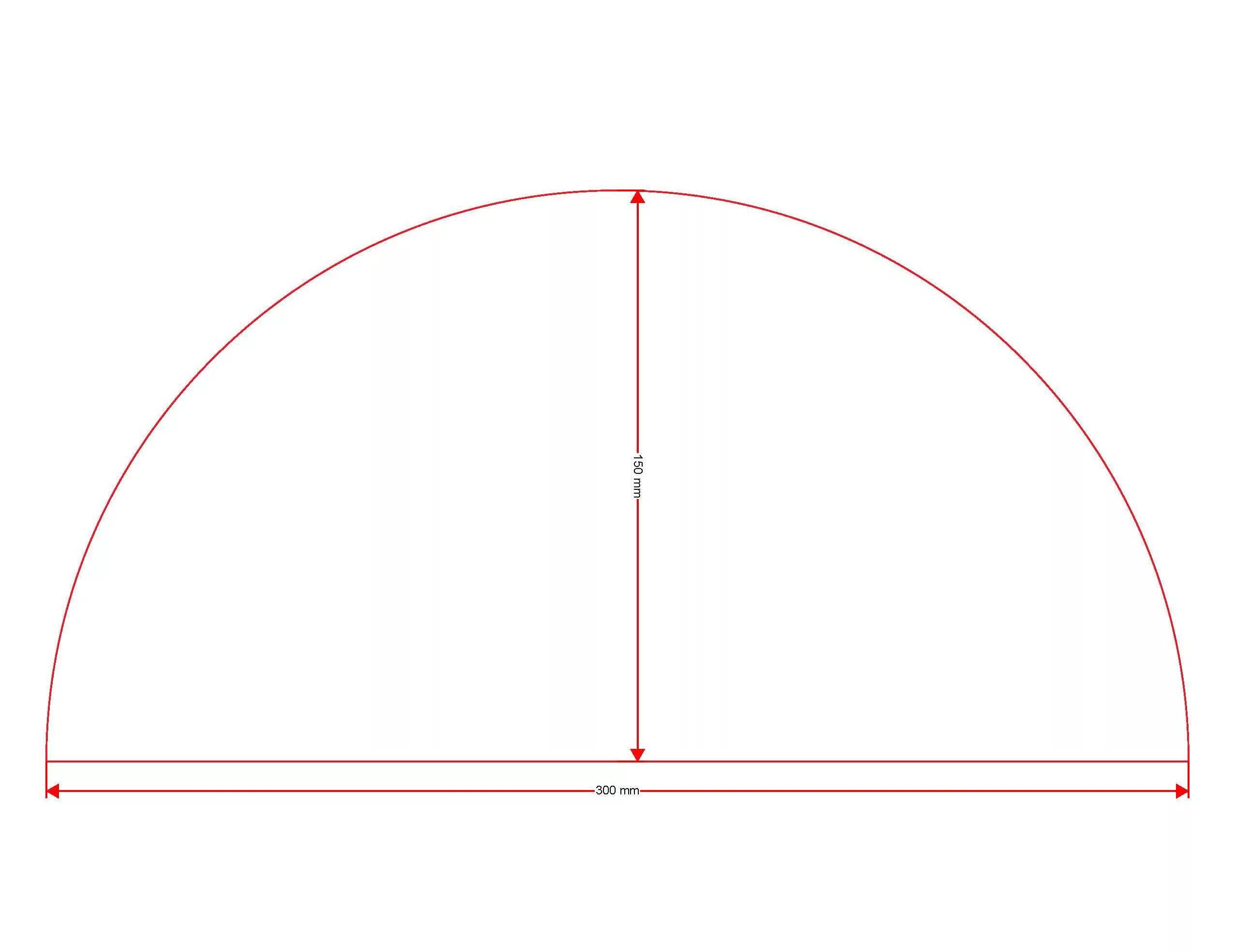 Как вырезать полукруг. Радиус 150 мм. Развертка полукруга. Полукруг контур. Радиус полукруга.