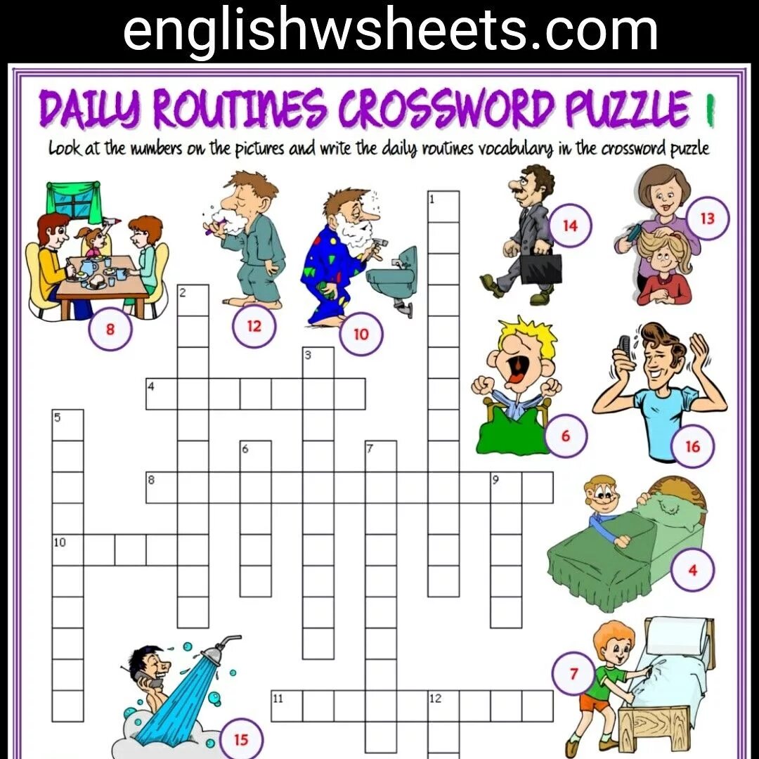 Crossword people. Daily Routine задания. Задания Daily Routine for Kids. Кроссворд на тему Daily Routine. Задания на тему Daily Routine.