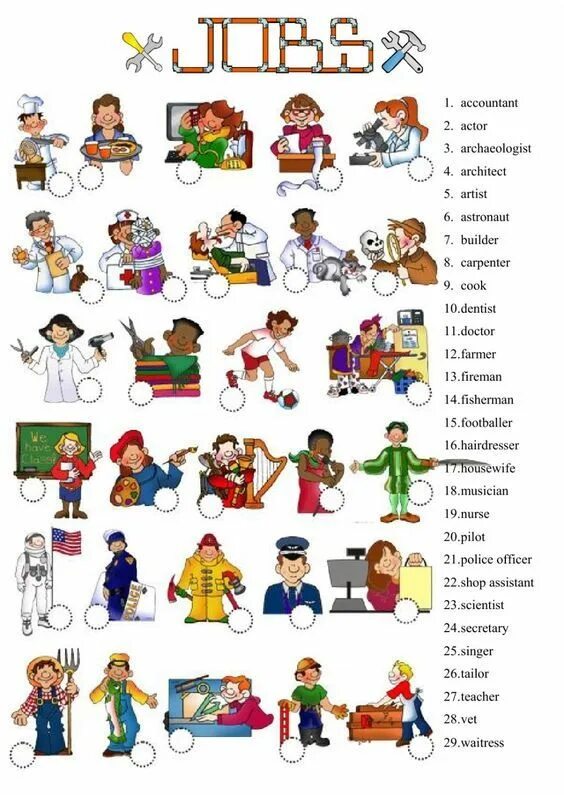 Occupation Printables for Posters or Game Cards