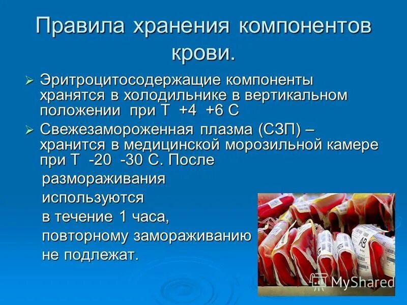 Порядок хранения компонентов крови. Условия хранения компонентов крови. Хранение и транспортировка крови. Способы хранения и транспортировки крови. Максимальный срок хранения крови