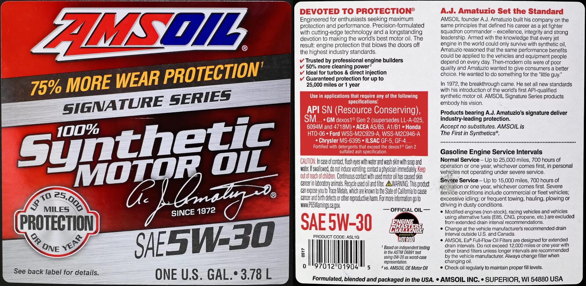 Signature series synthetic. Amsoil signature series 5w-30 synthetic motor oi. амсоил 5в30. код това масла amsoil signature series 100% synthetic 5w-30.