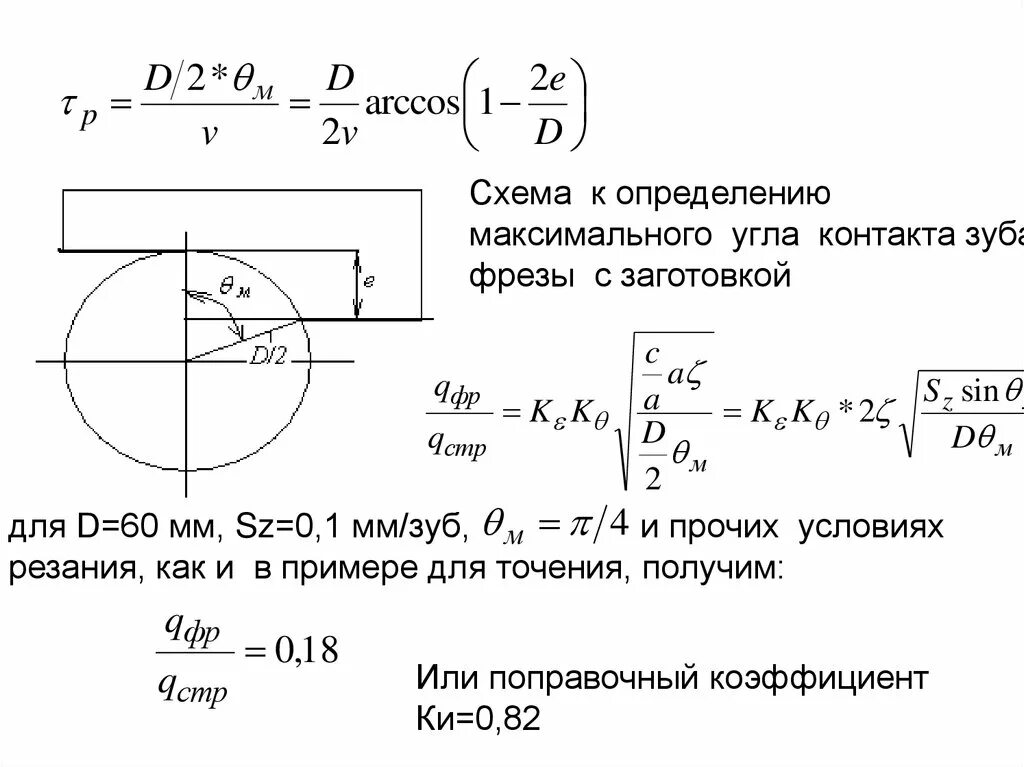 Определить максимальный выпуск. Формула для определения угла контакта фрезы с заготовкой. Угол контакта фрезы с заготовкой. Как определить максимальную. Со. Как определить максимальное полезное увеличение.