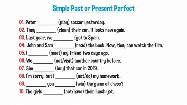 Present perfect past simple тест 7 класс