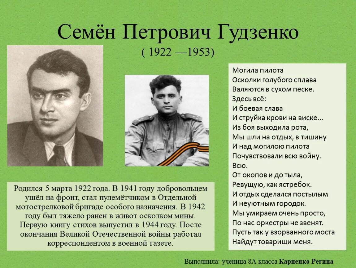 Семён Петрович Гудзенко. Семён Гудзенко (1922—1953). Семён Петрович Гудзенко на войне.