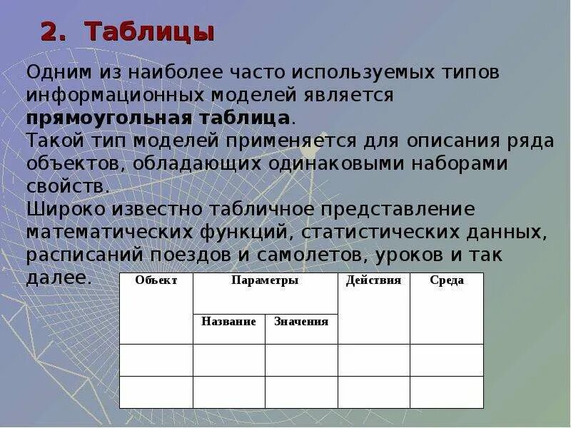 Реляционная логическая модель. Табличные информационные модели. Сущности, экземпляры таблица. Таблица типа объект свойство. Типы табличных моделей в информатике.