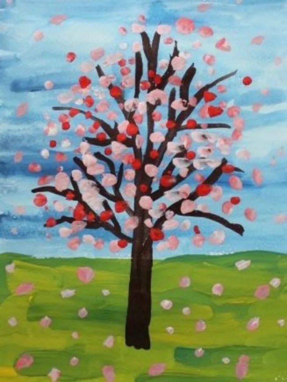 Весеннее дерево в средней группе. Рисование деревья весной. Рисование Весеннее дерево. Цветут сады рисование в старшей группе. Рисование с детьми Весеннее дерево.