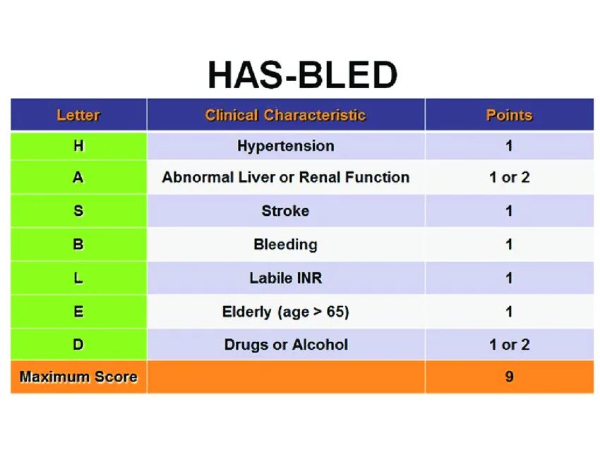 Шкала has Bled 2. Шкала Хас Блед Чадс Васк. Риск кровотечения по шкале has-Bled 2.