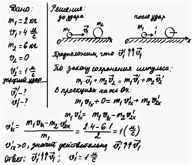 Два шара массами 6 и 4 кг