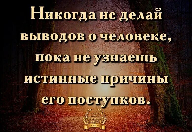 Никогда не суди человека. Высказывания о выводах. Фразы для вывода. Не зная человека не делай выводы. Статусы про выводы о человеке.