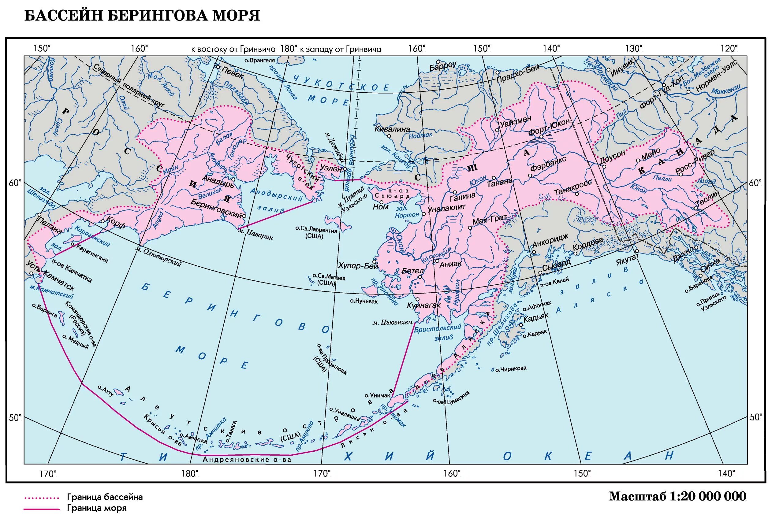 Какой бассейн берингова моря. Берингово море границы на карте. Линия Шеварднадзе в Беринговом море. Граница России в Беринговом море на карте.