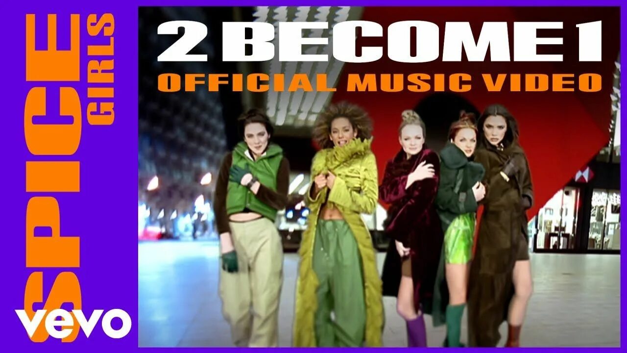 Two become one. Spice girls 2 become 1. Spice girls - 2 become 1 год. Spice girls two become one. Кадр из клипа Spice girls 2 become one.